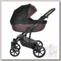 Коляска Pituso Confort Plus 2 в 1 Кожа черный кожа/тем.шоколад