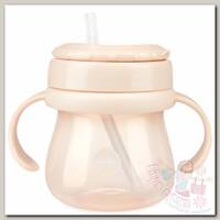 Поильник Happy Baby Straw Feeding Cup с трубочкой и ручками 250 м молочный