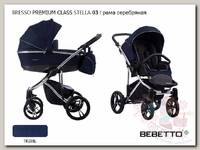 Коляска Bebetto Bresso Premium Class Silver (экокожа+ткань) 2 в 1 03 синий