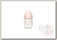 Бутылочка Suavinex Hugge Baby с круглой силикиновой соской Hugge Baby (3 позиции) 120 мл розовый зайка с точками