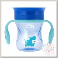 Поильник Chicco Perfect Cup Носик 360 12 мес+ 266 мл голубой/бегемотик