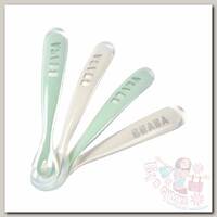 Beaba Набор их 4 силиконовых ложек Lot 4 Cuil Sili 1er age grey/sage green
