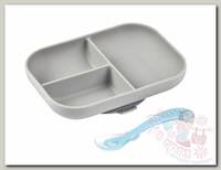 Beaba Набор посуды тарелка ложка Set repas silicone avec ventouse grey