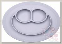 Ezpz Низкая тарелка с разделителями на овальном подносе Mini Mat 240 мл pewter/светло-серый