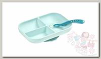 Beaba Набор посуды тарелка ложка Set repas silicone avec ventouse bleu