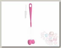 BabyOno Ершик для бутылок с губкой розовый