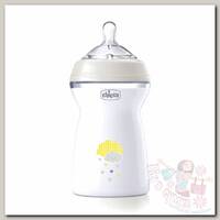 Бутылочка Chicco Natural Feeling силиконовая соска с флексорами 6 мес+. 330 мл серый