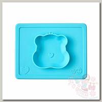 Ezpz Силиконовая тарелка-плейсмат Happy Bowl Care Bear Edition бирюзовый