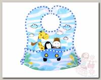 Нагрудник BabyOno с кармашком Nature животные в машинке