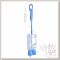 BabyOno Ершик для бутылок с губкой голубой