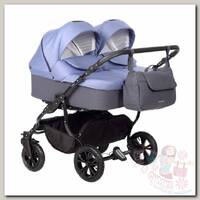 Indigo Коляска для двойни Charlotte Sity Duo cs 06 темно-серый/сине-серый