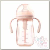 Бутылочка Happy Baby антиколиковая с ручками и силиконовой соской 300 мл pink