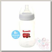 Бутылочка Ramili противоколиковая для кормления Baby слабый поток 0+ 240 мл