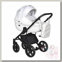 Коляска Indigo Mio +F 3 в 1 mi 01 белая кожа/белый узор