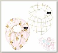 Нагрудник Mjolk Mini Зайчики New/Клетка 2 шт. розовый/белый/желтый