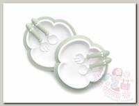 BabyBjorn Комплект (2 тарелки, 2 ложки, 2 вилки) однотонные нежно-зелёный